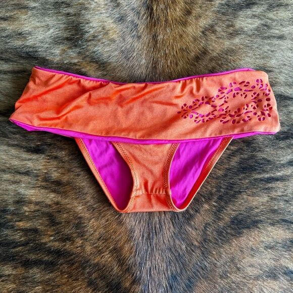 Becca Pink And Orange Cutout Hipster Two Piece Bikini - Picture 6 of 12
